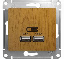 Розетка USB тип A+A без рамки Systeme Electric Glossa 2-м. 2100мА дерево картинка